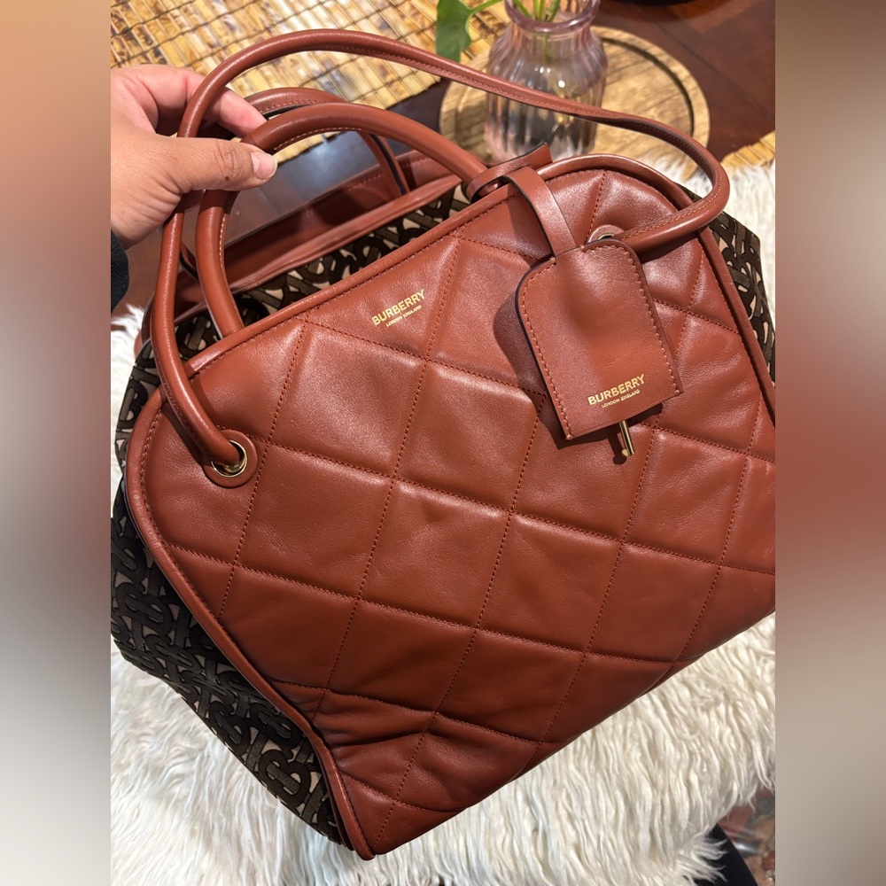 Burberry Tan Quilted Tote Bag